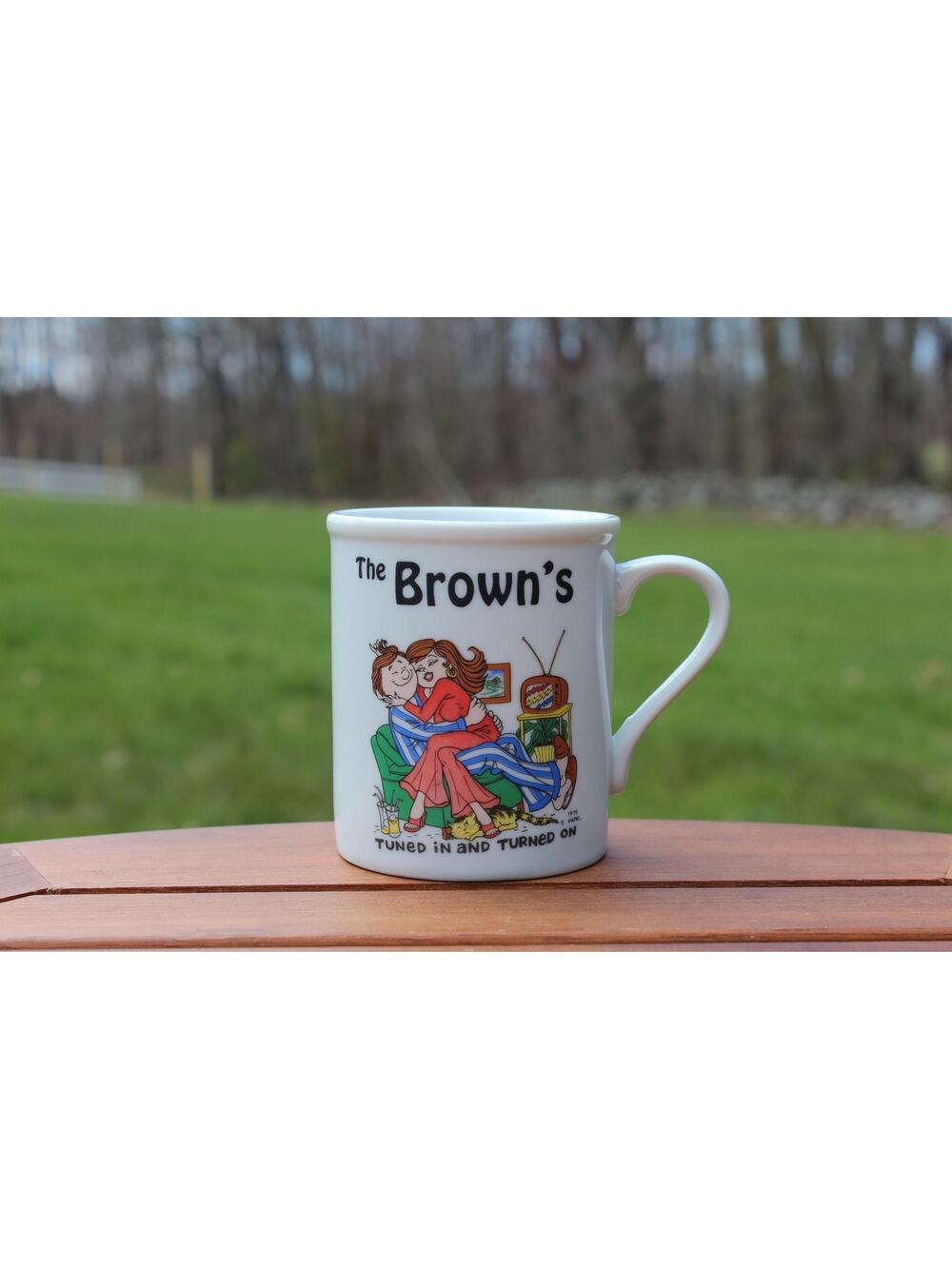 Vintage THE BROWN'S Mug Coffee/Tea Mug, Couple Comic Illustration